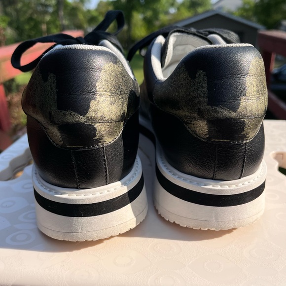 Cappelletti Capri Black Leather Sneakers Size EU 39/ 8.5 w/ Gold sketched Capri - Picture 2 of 10